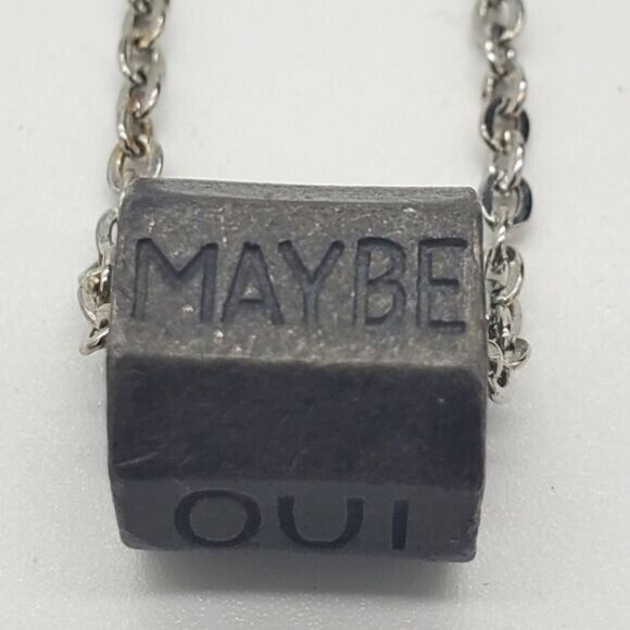 Pewter Barrel Necklace Rotating Words WICKED FOXY MAYBE - Picture 5 of 5